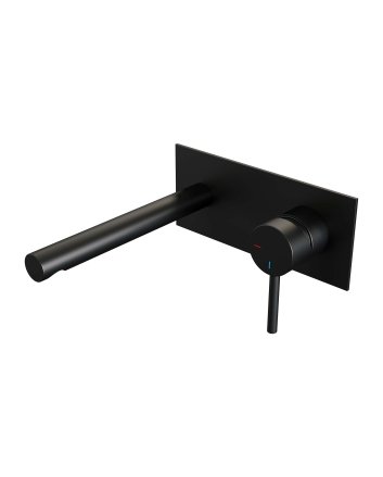 BRAUER Black Edition inbouw wastafelmengkraan met rechte uitloop en afdekplaat model A1 mat zwart