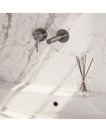 BRAUER Brushed Carving inbouw wastafelmengkraan met rechte uitloop en rozetten model A2 RVS geborsteld PVD