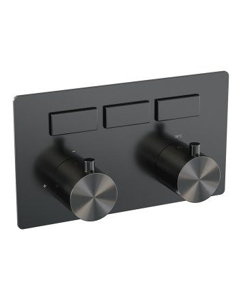 BRAUER Gunmetal Edition 3-weg inbouwthermostaat met drukknoppen met in- en afbouwdelen gunmetal geborsteld PVD