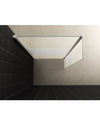 Zijpaneel 35 x 200 cm met hoekprofiel voor inloopdouche chroom met 10 mm NANO ged.matglas