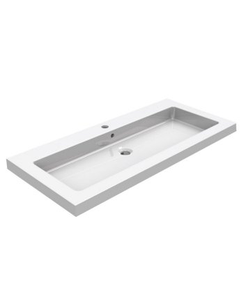 Wiesbaden Kera wastafel enkel met 1 kraangat 100x46x5 cm keramiek glans wit