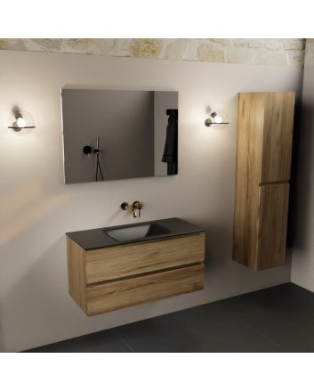 Mondiaz Aivy 100cm badmeubel Chai, wastafel Urban solid surface midden zonder kraangat met spiegel