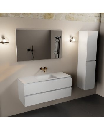 Mondiaz Aivy 120cm badmeubel Talc, wastafel Talc solid surface midden zonder kraangat