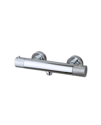 Sani DeLuxe Douchemengkraan opbouw thermostatisch rond Chroom met geribbeld knop