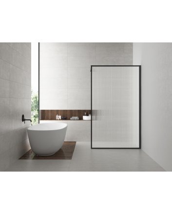 Square inloopdouche 1200x2000 8mm nano geribbeld helder glas/mat zwart