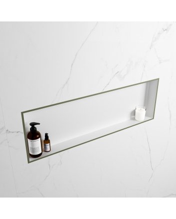 Mondiaz Easy Nis 89,5x29,5cm in solid surface kleur Army | Talc. 1 vak  geschikt voor in- of opbouw
