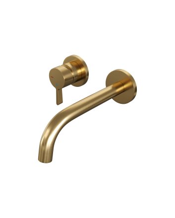 BRAUER Gold Edition inbouw wastafelmengkraan met gebogen uitloop en rozetten model E2 goud geborsteld PVD