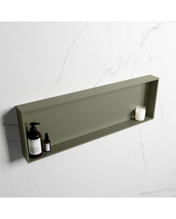Mondiaz Easy Nis 89,5x29,5cm in solid surface kleur Army | Army. 1 vak geschikt voor in- of opbouw