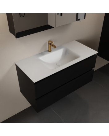 Mondiaz Aivy 100cm badmeubel Urban, wastafel Talc solid surface midden 1 kraangat met spiegelkast