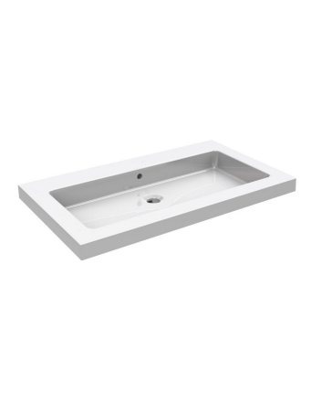 Wiesbaden Kera wastafel enkel zonder kraangat 60x46x5 cm keramiek glans wit