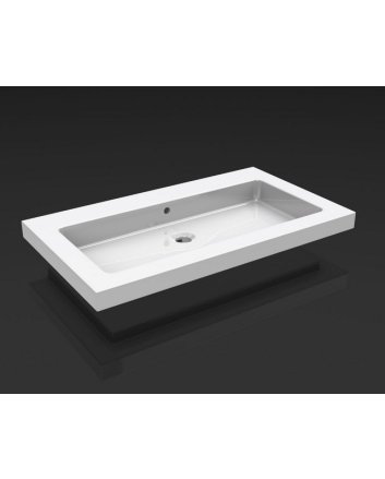 Wiesbaden Kera wastafel enkel zonder kraangat 60x46x5 cm keramiek glans wit
