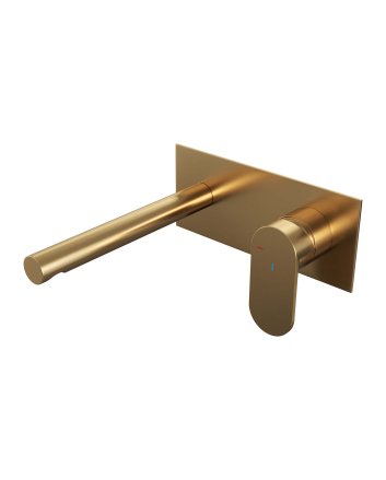 BRAUER Gold Edition inbouw wastafelmengkraan met rechte uitloop en afdekplaat model C1 goud geborsteld PVD
