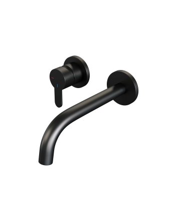 BRAUER Black Edition inbouw wastafelmengkraan met gebogen uitloop en rozetten model D2 mat zwart