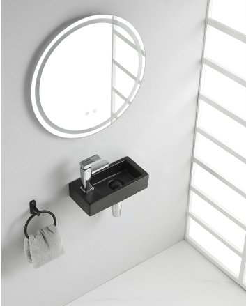 Rhea mini fontein links 36,5 x 18 x 9 cm keramiek mat zwart