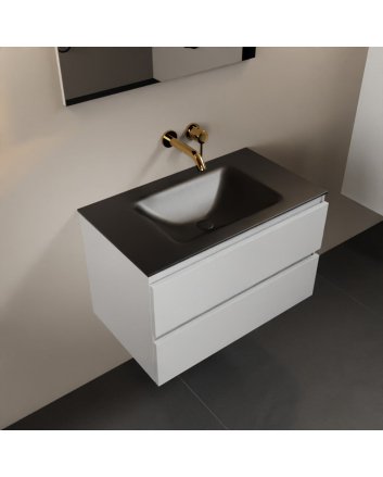 Mondiaz Aivy 80cm badmeubel Talc, wastafel Urban solid surface midden zonder kraangat