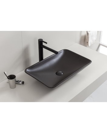 Karé waskom rechthoekig 58 x 36 x 11,5 cm keramiek mat zwart