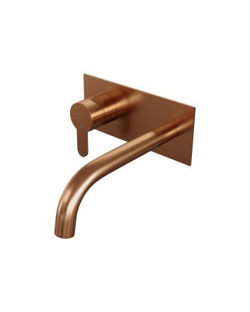 BRAUER Copper Edition inbouw wastafelmengkraan met gebogen uitloop en afdekplaat model D2 koper geborsteld PVD