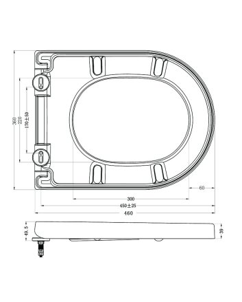 Vesta wandcloset rimless met Vesta toiletzitting softclose en quick release mat zwart
