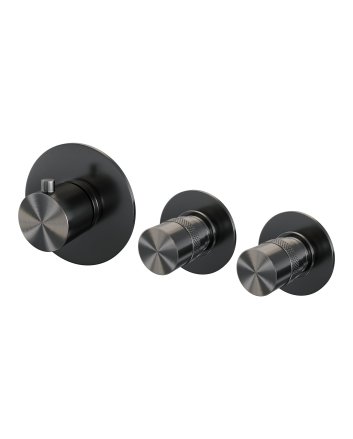 BRAUER Gunmetal Edition inbouwthermostaat en 2 stopkranen met in- en afbouwdelen gunmetal geborsteld PVD