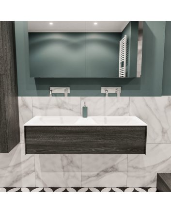 Mondiaz Lush 120 badmeubel antracite 1 lade wastafel dubbel geen kraangat