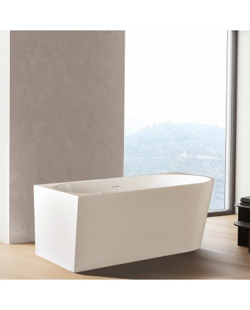 Hugo & Müeller Vrijstaand hoekbad links (170x78 cm) met push up wit