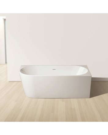 Hugo &amp; Müeller Vrijstaand hoekbad rechts (170x78 cm) met push up wit