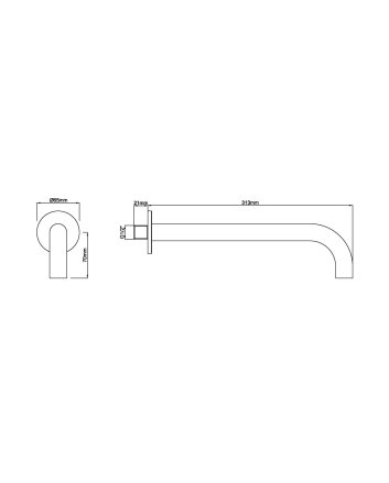 inbouw-uitloop rond 30cm 1/2'' geborsteld koper