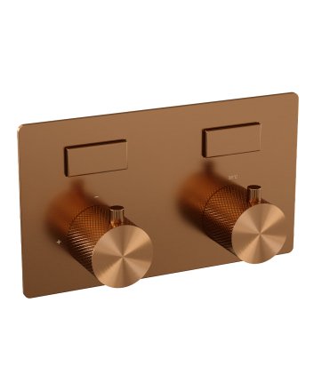 BRAUER Copper Carving 2-weg inbouwthermostaat met drukknoppen met in- en afbouwdelen koper geborsteld PVD