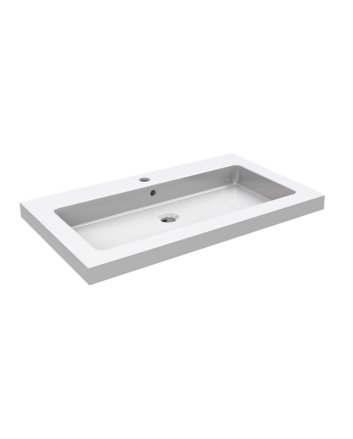 Wiesbaden Kera wastafel enkel met 1 kraangat 80x46x5 cm keramiek glans wit