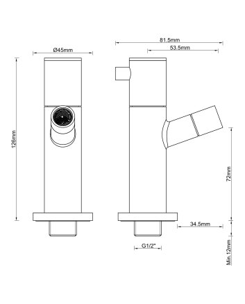 Amador fonteinkraan met muurbevestiging Kiwa 1/2'' geborsteld brons koper