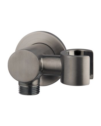 Wandaansluitbocht met kantelbare handdouchehouder rond 1/2" gunmetal