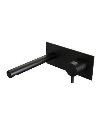 BRAUER Black Edition inbouw wastafelmengkraan met rechte uitloop en afdekplaat model B1 mat zwart