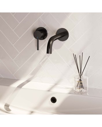 BRAUER Black Edition inbouw wastafelmengkraan met gebogen uitloop en rozetten model A2 mat zwart