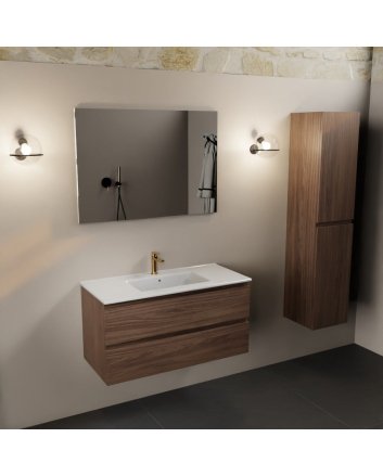 Mondiaz Aivy 100cm badmeubel Mocha, wastafel glanzend wit keramiek midden 1 kraangat