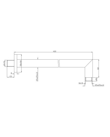 Rombo douchearm met muurbevestiging 40 cm chroom