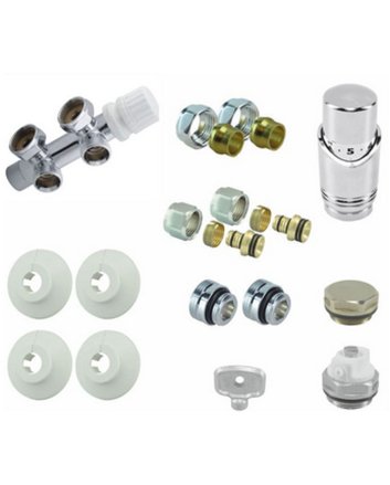 Riko Complete haakse (links) onderblokset 16x2,0 mm + 15 mm knel, chroom