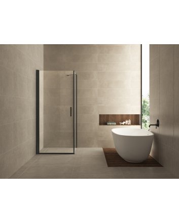 Uni douchecabine draaideur met zijwand 100x100 cm mat zwart met helder glas 8mm NANO