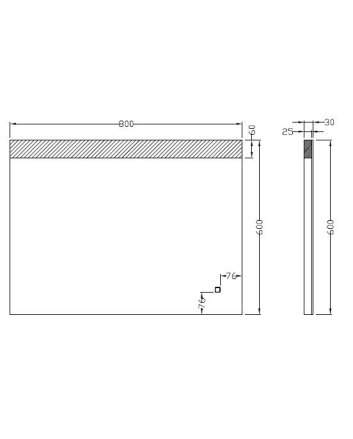 Single spiegel rechthoek met LED, dimbaar en spiegelverwarming 80 x 60 cm