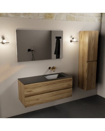 Mondiaz Aivy 120cm badmeubel Chai, wastafel Urban solid surface rechts zonder kraangat met spiegel