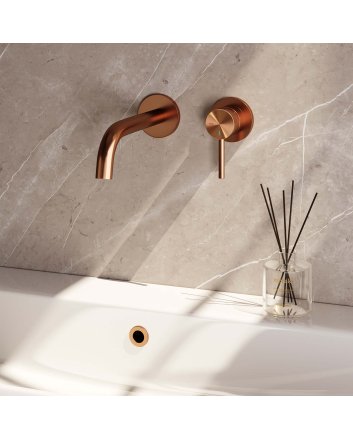 BRAUER Copper Edition inbouw wastafelmengkraan met gebogen uitloop en rozetten model A1 koper geborsteld PVD