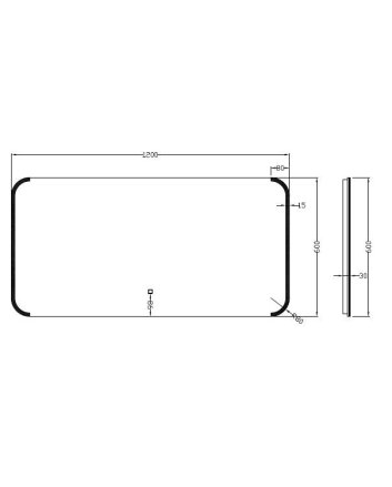 Bracket spiegel rechthoek met LED, dimbaar en spiegelverwarming 120 x 60 cm