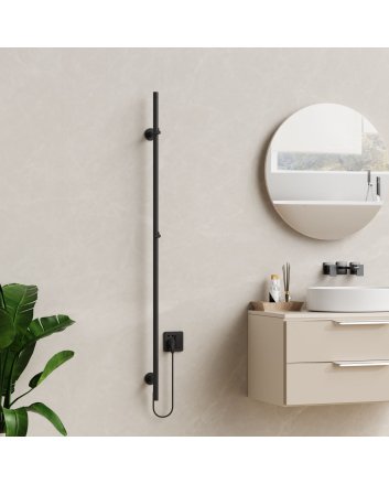 150cm Sticky - 120W Dryheating - Mat Zwart - Elektrische Staafhandoekradiator Enkel