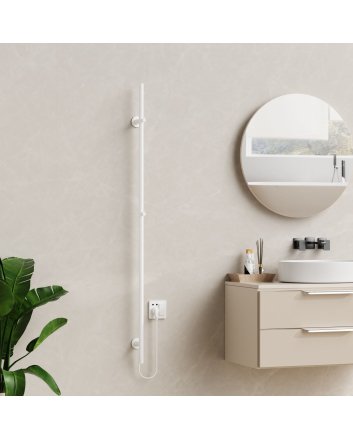 150cm Sticky - 60W Dryheating - Glans Wit - Elektrische Staafhanddoekradiator Enkel