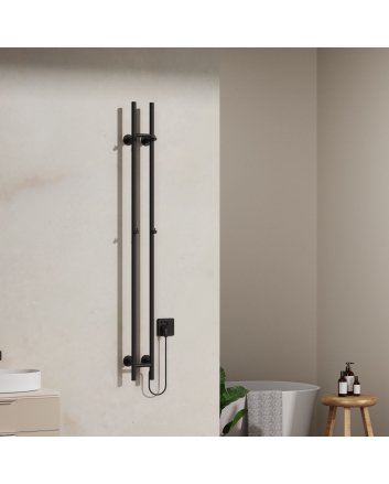 150cm Sticky - 120W Dryheating - Mat Zwart - Elektrische Staafhanddoekradiator Dubbel