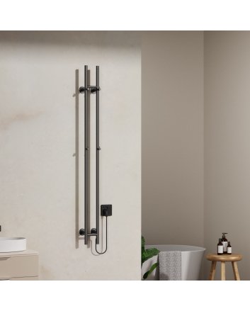150cm Sticky - 120W Dryheating - Gunmetal - Elektrische Staafhanddoekradiator Dubbel