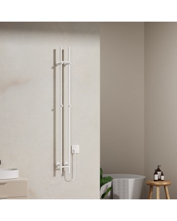 150cm Sticky - 120W Dryheating - Glans Wit - Elektrische Staafhanddoekradiator Dubbel
