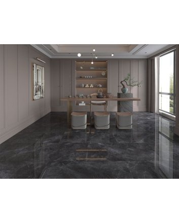 Qua Pulpis Nero 60x120 - Hoogglans Marmer Antraciet tegel