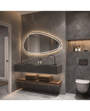 Phantom organische LED spiegel 160x80cm met directe en indirecte verlichting rondom, spiegelverwarming, kleurenwissel en touchdimmer