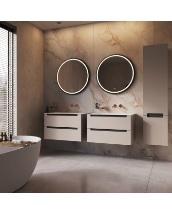 Phantom ronde LED spiegel 100cm op zwart frame met directe verlichting rondom, spiegelverwarming, kleurenwissel en touchdimmer