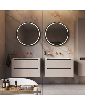 Phantom ronde LED spiegel 100cm op zwart frame met directe verlichting rondom, spiegelverwarming, kleurenwissel en touchdimmer
